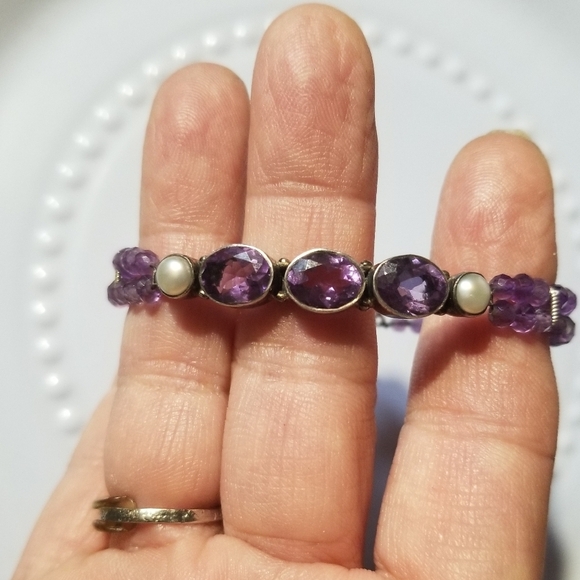 OOAK STERLING AMETHYST BRACELET - Picture 1 of 7